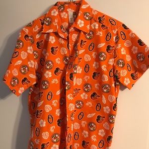 Baltimore Orioles button down short sleeve -orange